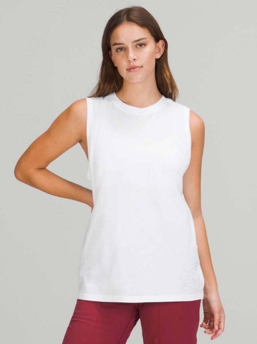 Lululemon Flow Cropped Muscle Tank Top White Size M